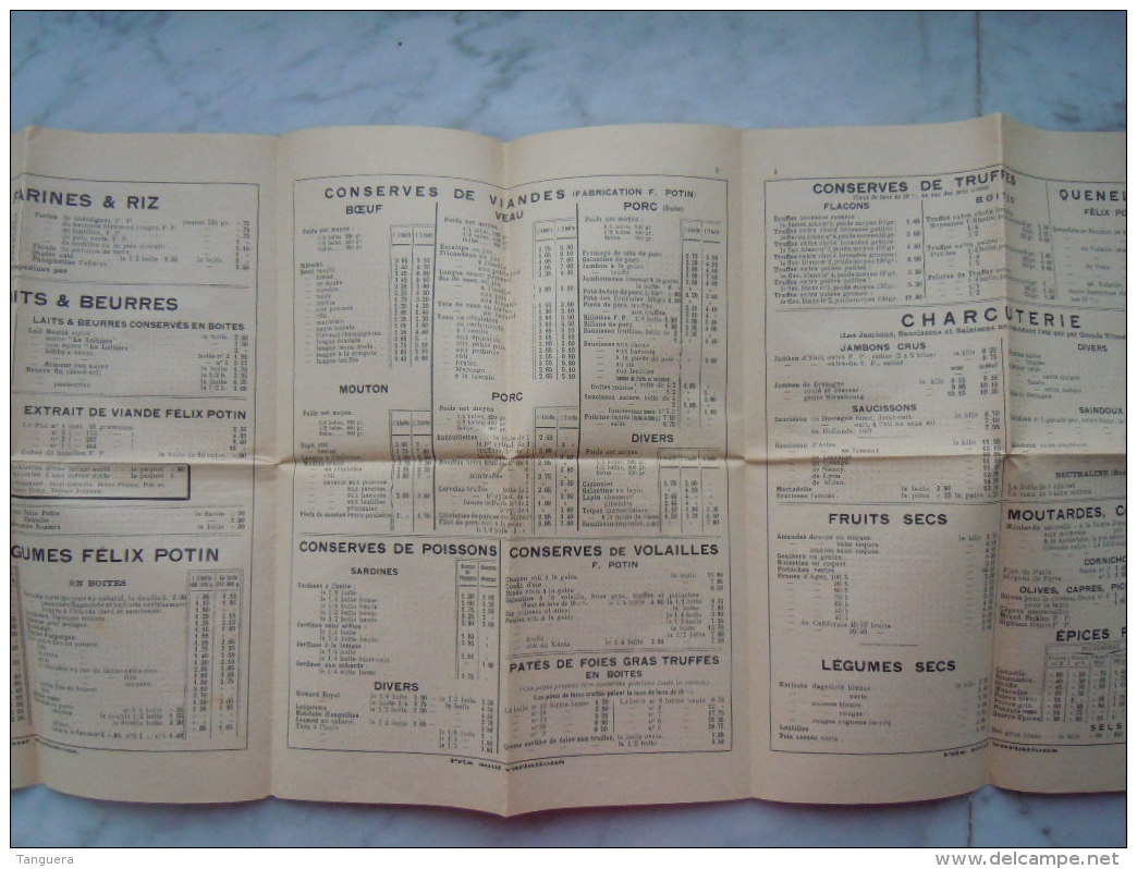 Juin 1918 Felix Potin - Paris Liste De Prix De Nourriture, Vins Parfumerie Etc. 4 Pages - 1900 – 1949