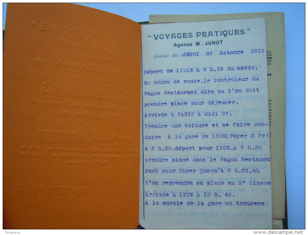 France Petit livre avec programme de voyage et excursions de Lille à Menton par train Wagon-Lits 27.10 - 3.11.1910