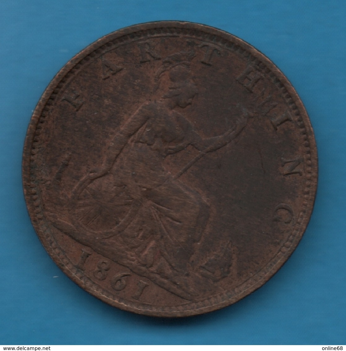 UK 1 Farthing 1861 KM# 747 VICTORIA D:G: BRITT:REG:F:D - B. 1 Farthing