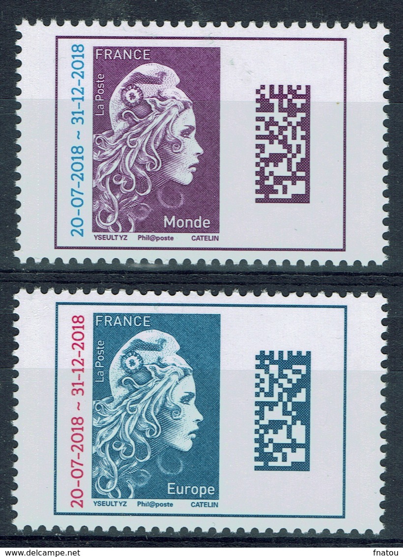 France, Marianne, "l'engagée" (the Engaged), Overprint "20-07-2018 - 31-12-2018", 2018, MNH VF - Unused Stamps