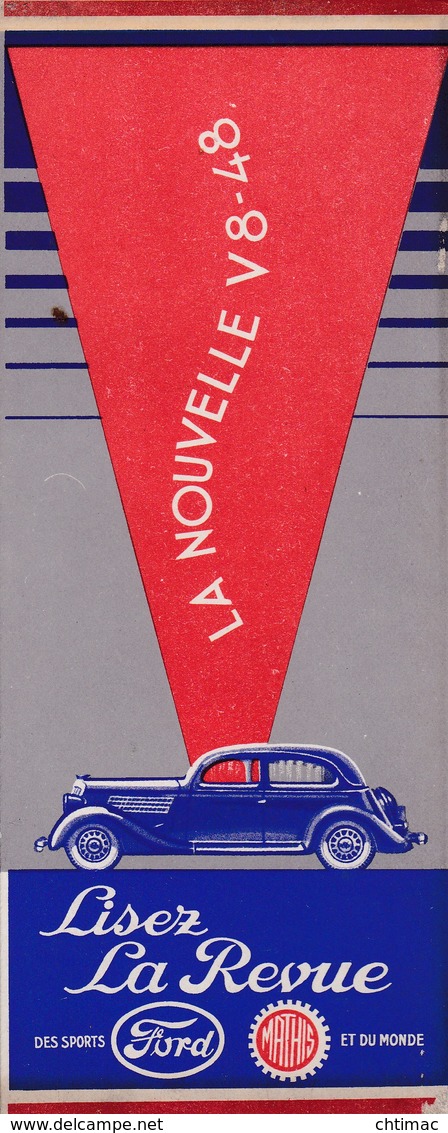 Marque-Page Publicité Ford V8-48 1935 - Marque-Pages