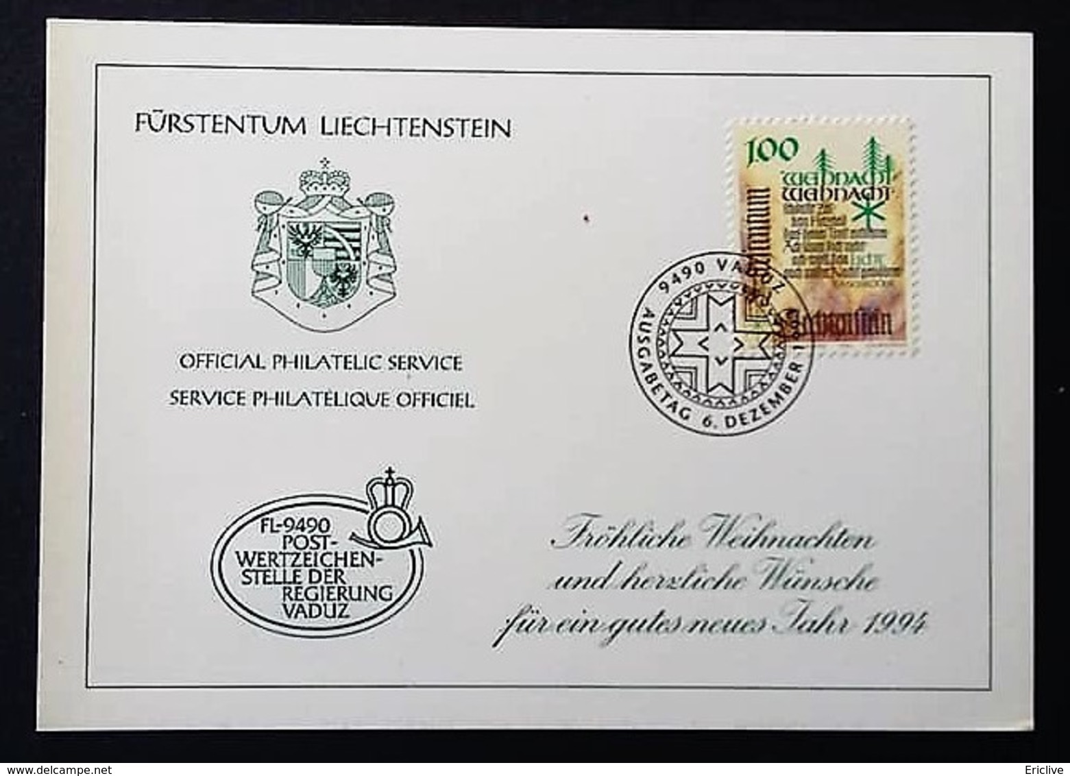 Liechtenstein  1993 Y&T N°1016 Carte Premier Jour Service Philatélique Officiel - Verzamelingen