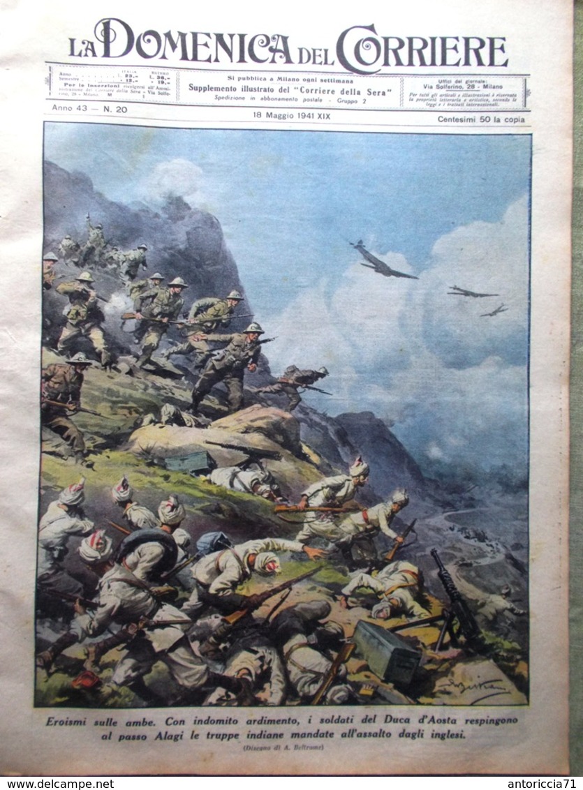 La Domenica Del Corriere 18 Maggio 1941 WW2 Sumatra Cavalli Trucco Bombe Londra - Oorlog 1939-45