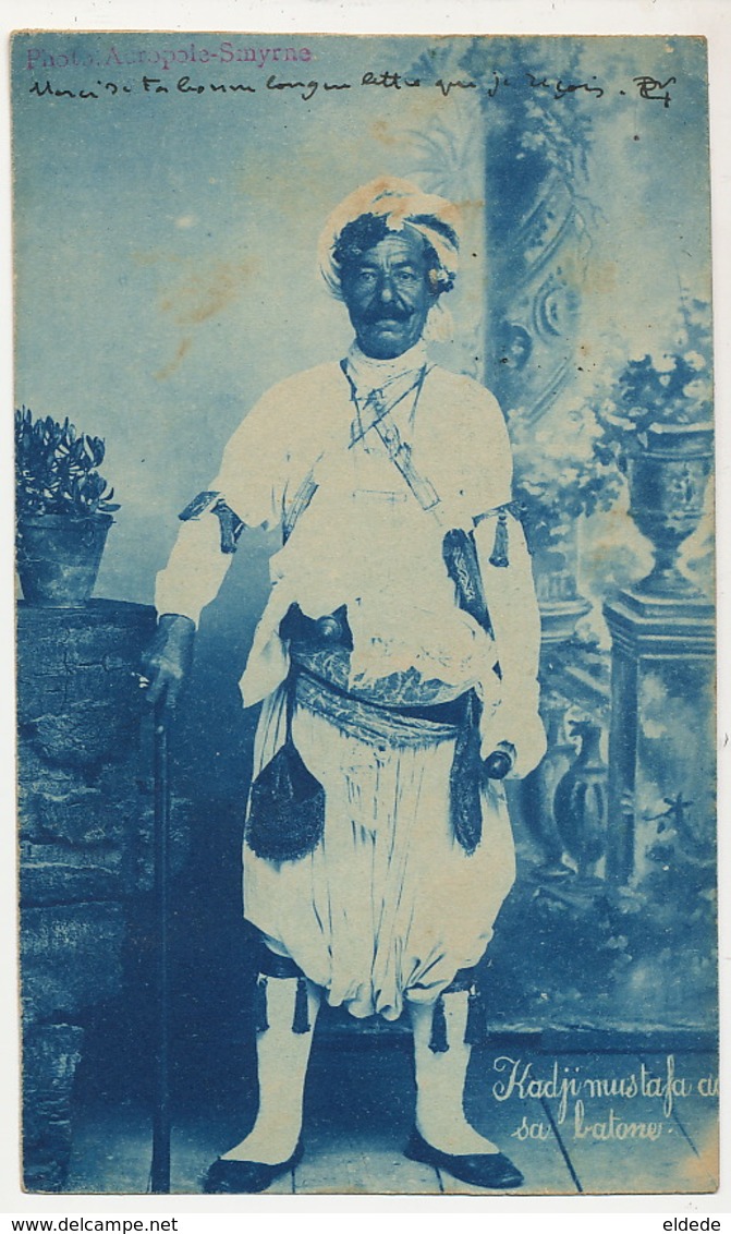 Kadji Mustafa Photo Asropole Smyrne Turkey  . P. Used 1903 French Stamp With Vathy Vathi Samos - Grèce