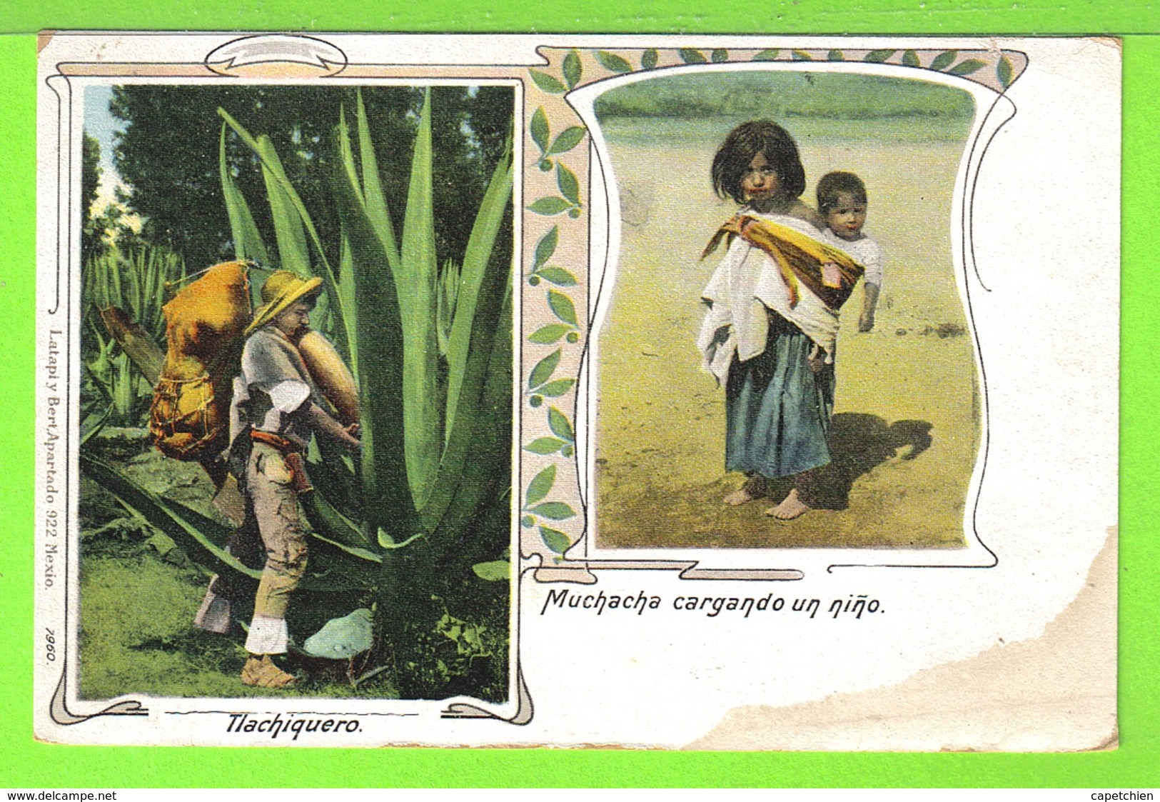 MEXICO / TLACHIQUERO Y MUCHACHA CARGANDO UN NIÑO / Tarjeta Virgen - México