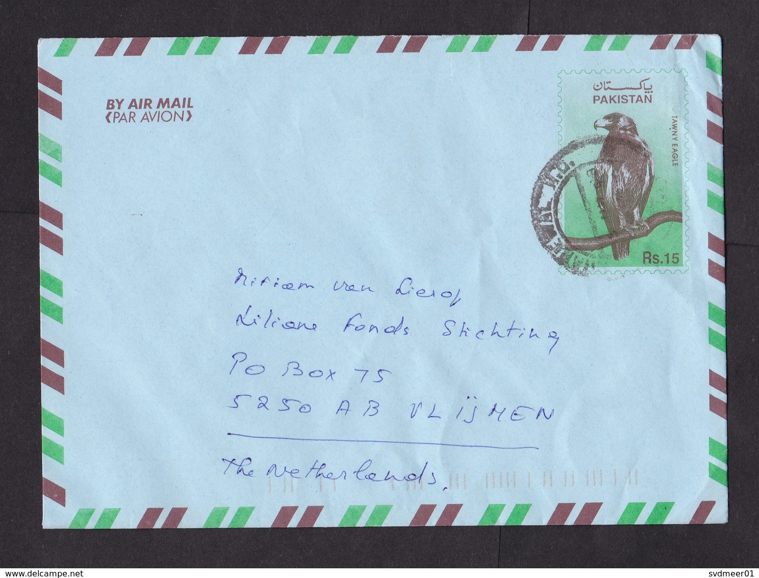 Pakistan: Stationery Airmail Cover To Netherlands, 1990s, Eagle Bird (traces Of Use) - Pakistan