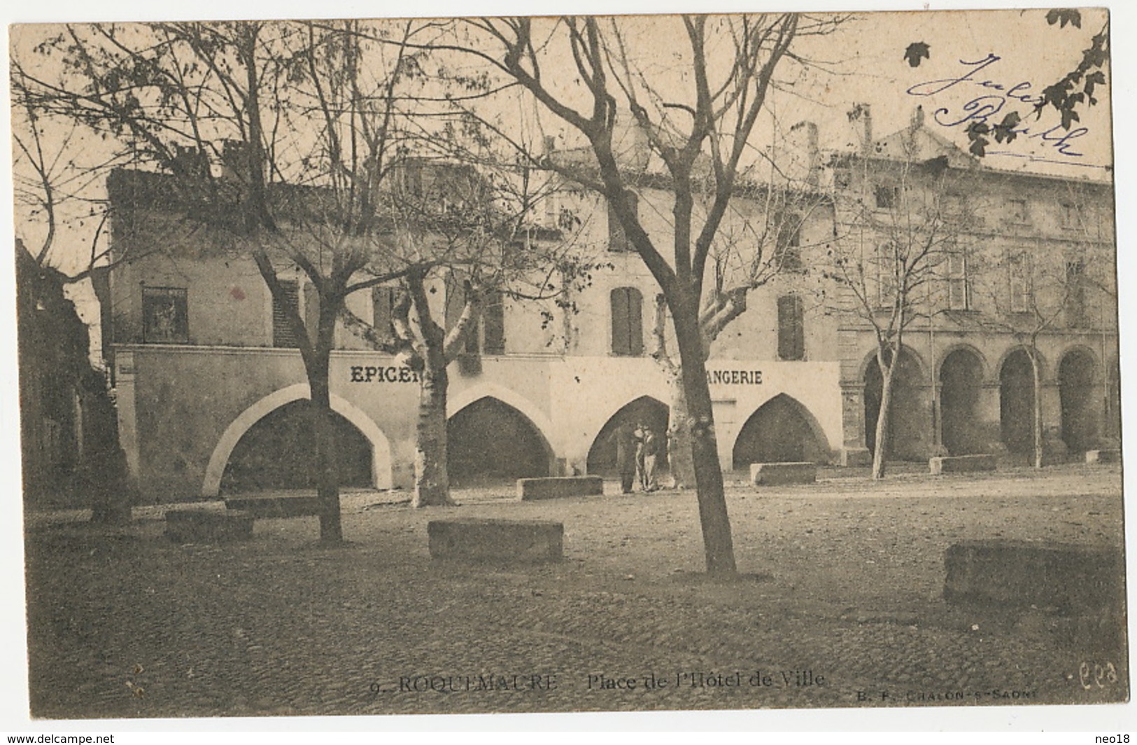 Roquemaure Place De L' Hotel De Ville  Timbrée 1904 Vers Cloitre St Pierre Avignon - Roquemaure