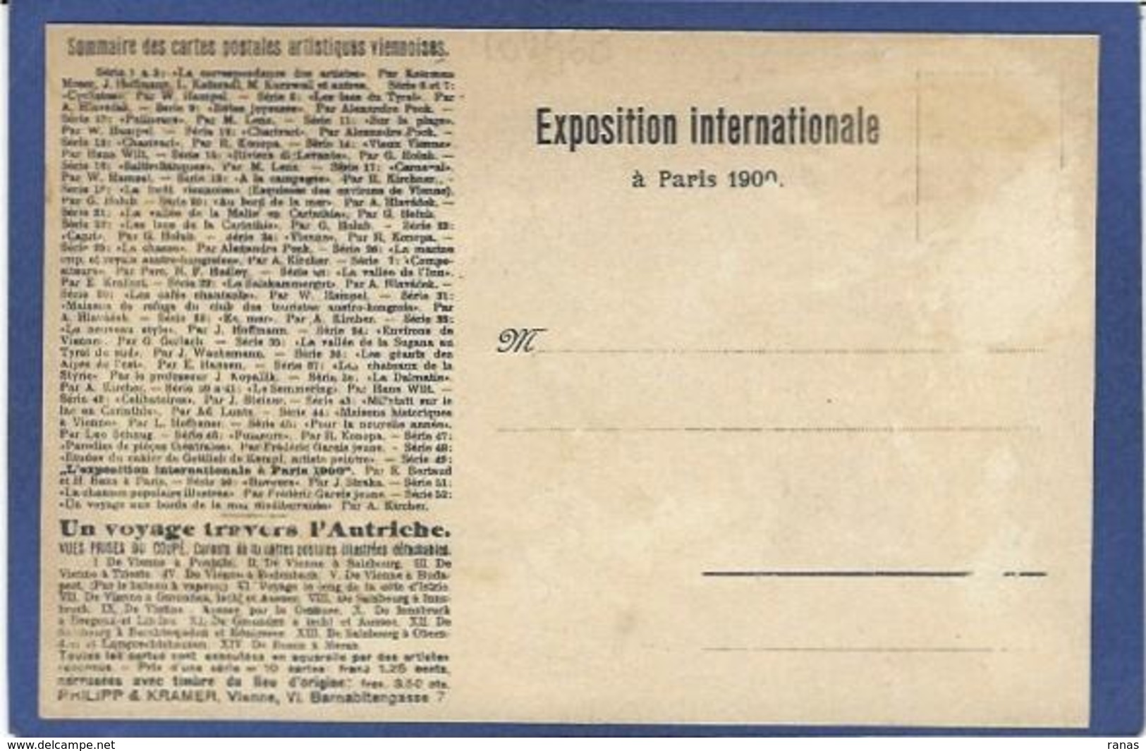CPA Art Nouveau Vienne Wien Philipp Et Kramer Exposition Paris 1900 Non Circulé Voir Scans, Précurseur RARE - Altri & Non Classificati