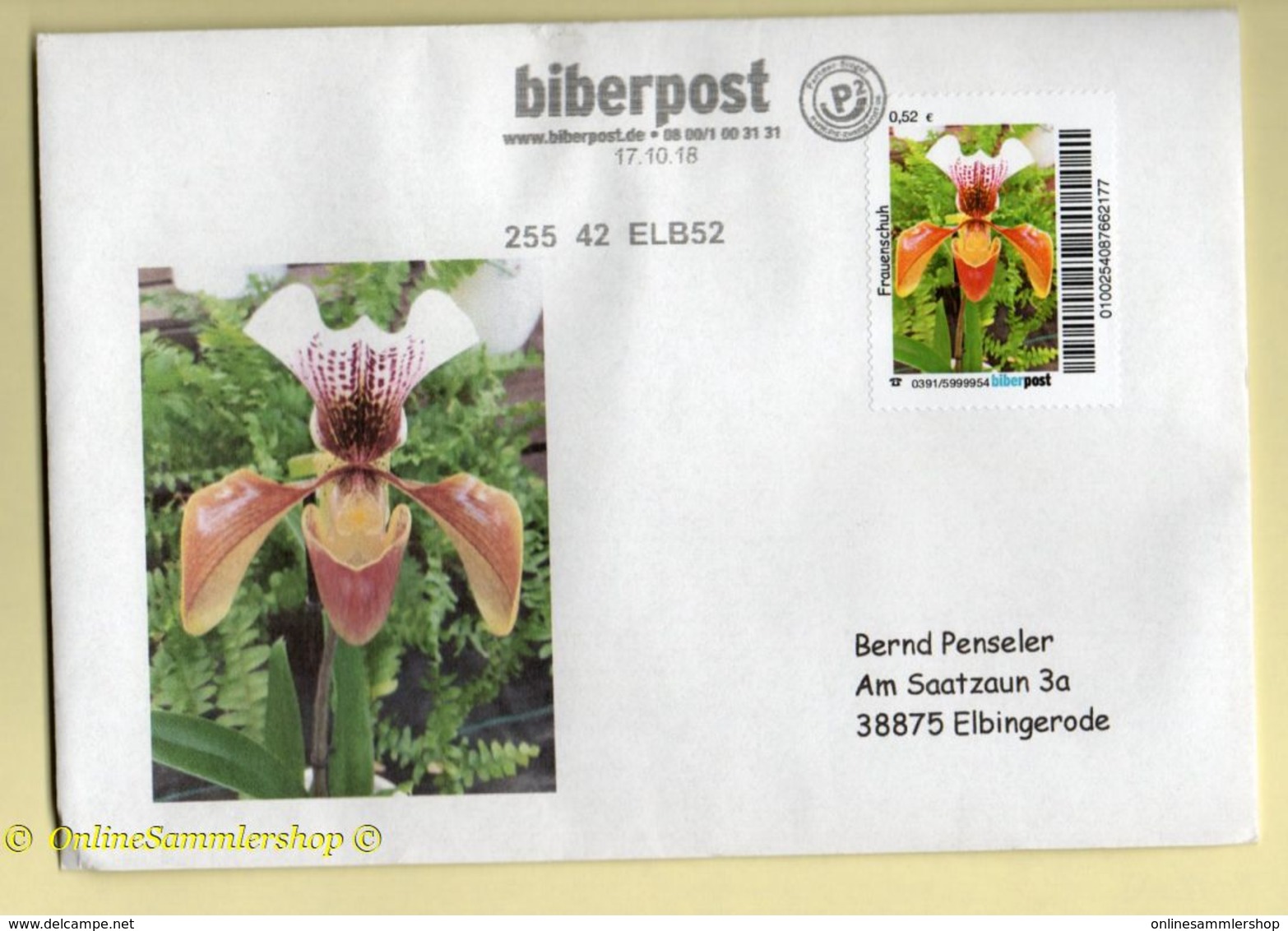 Privatpost - Biberpost - Blumen Orquídeas Orchidée Orchid- Frauenschuh Blüte Auf Brief - Orchideen