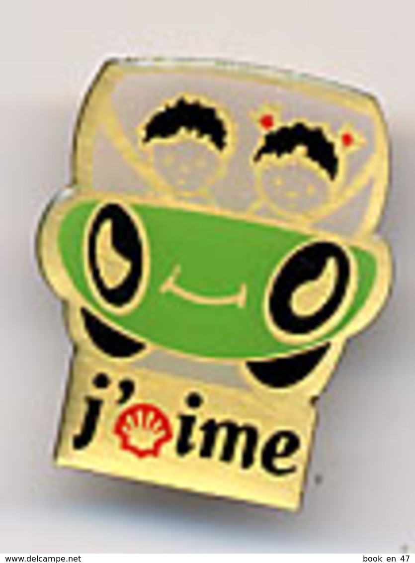 {09946} Pin's " Shell, J'aime " (e)   " En Baisse " - Kraftstoffe