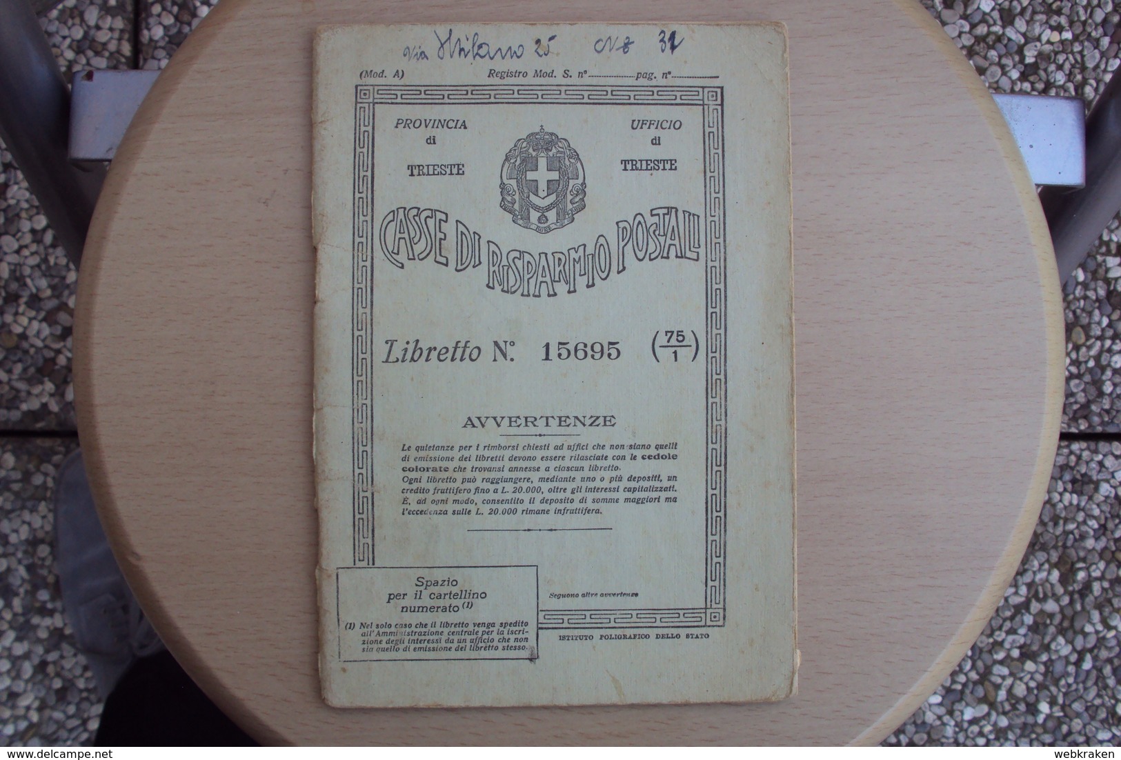 STORIA POSTALE ITALIA ITALY LIBRETTO POSTALE CASSE DI RISPARMIO POSTALE UFFICIO DI TRIESTE VARI BOLLI - Historical Documents