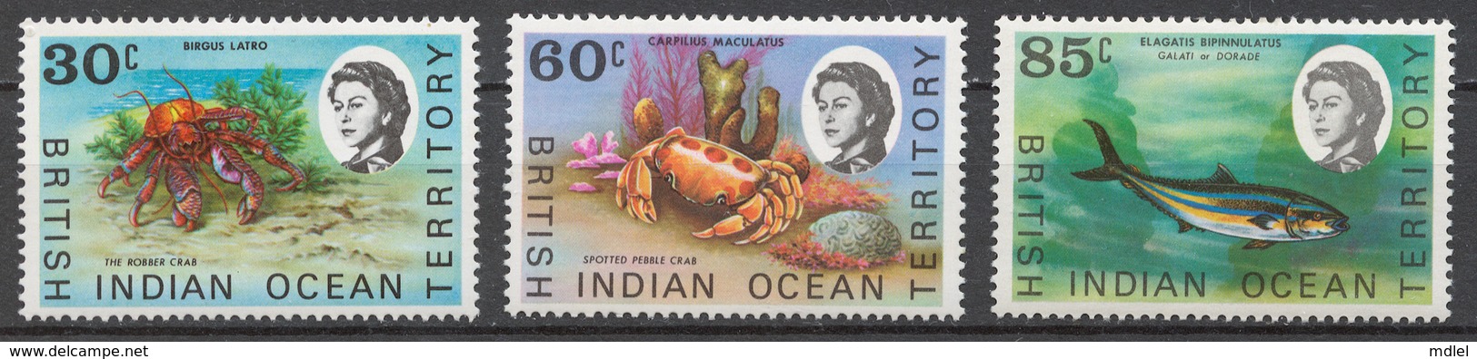 BIOT 1970 Mi# 36-38** MARINE FAUNA - Territoire Britannique De L'Océan Indien