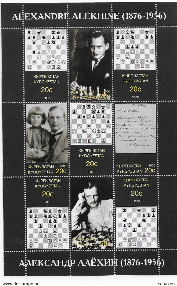 Kyrgyzstan Kyrgisia 2000; Chess Echecs  S/s Aljechin Alekhine - Kyrgyzstan