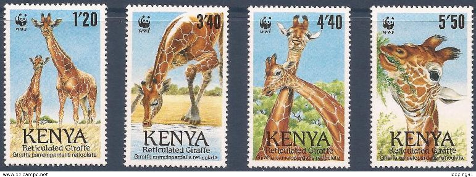 KENYA 1989 Y&T 474 à 477  Neufs ** La Girafe Réticulée - WWF - Unused Stamps