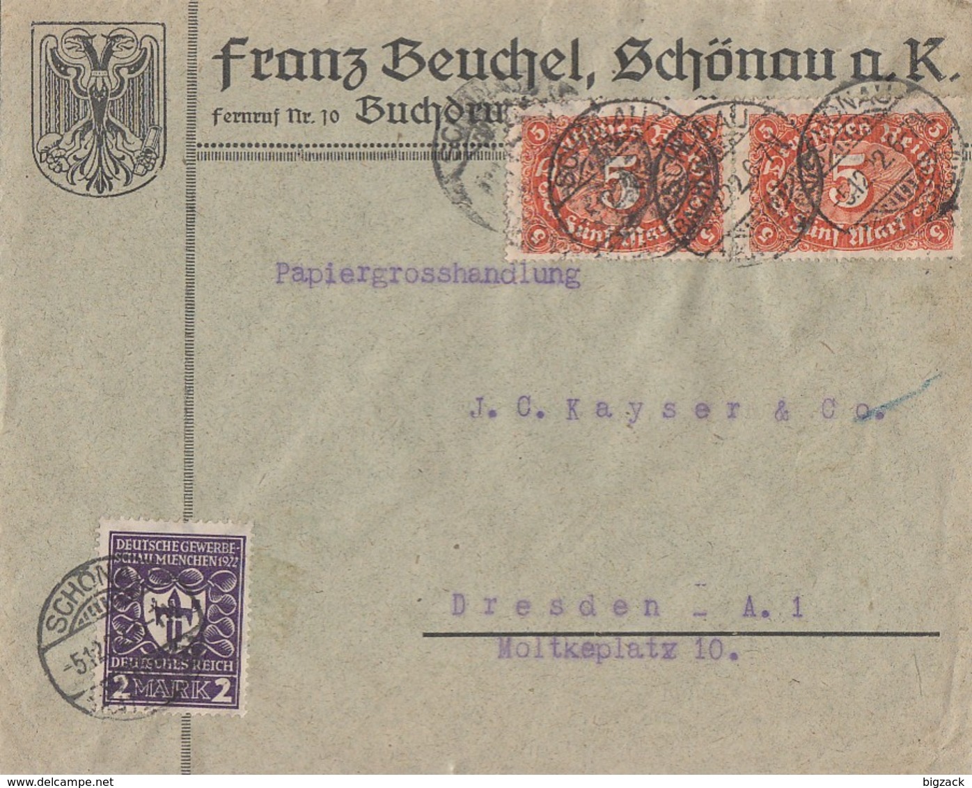 DR Brief Mif Minr.2x 194a,200a Schönau 5.12.22 Geprüft - Briefe U. Dokumente