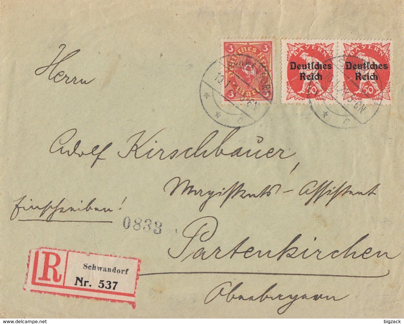 DR R-Brief Mif Minr.2x 125,172 Schwandorf 10.1.22 - Briefe U. Dokumente