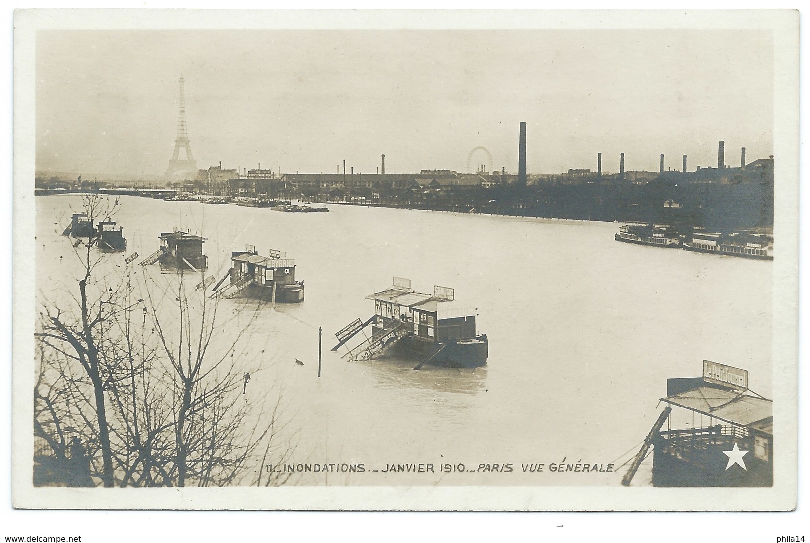 CPA INONDATIONS PARIS 1910 / PENICHES VUE GENERALES - Inondations