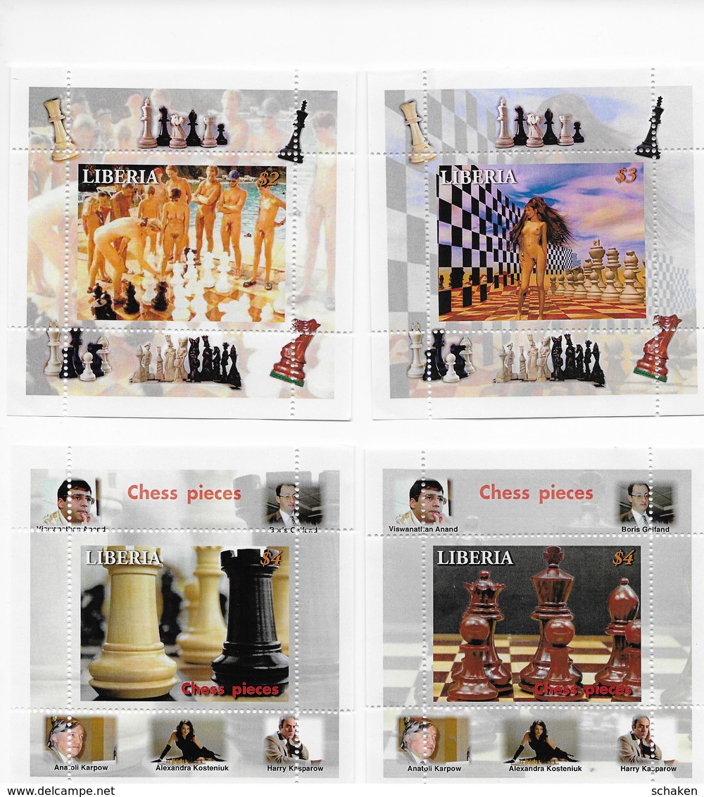 Liberia 2007; 4x S/s;chess Scacchi - Liberia