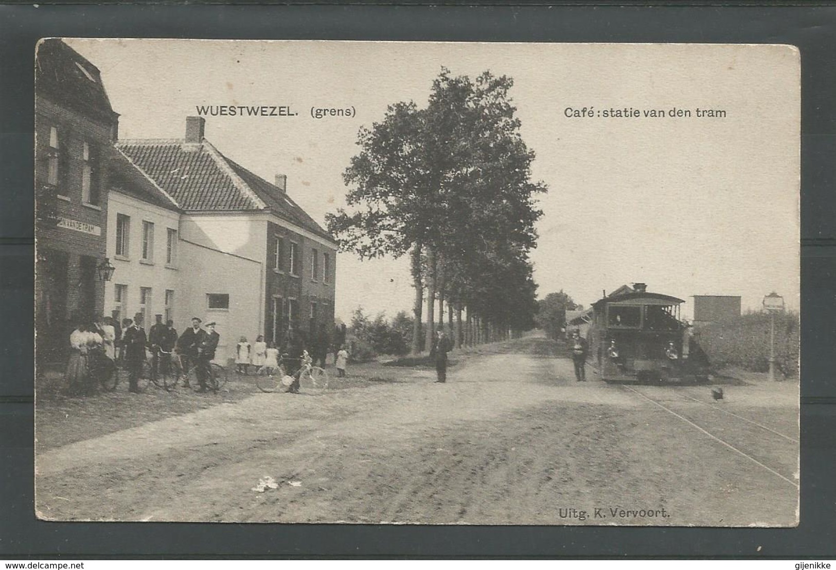 Originele Pk Wuestwezel (grens) Café : Statie Van Den Tram 1910 - Wuustwezel