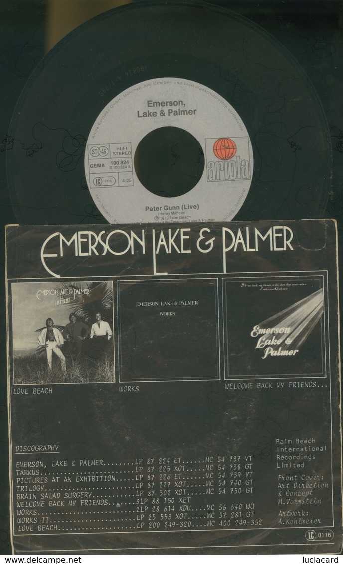 EMERSON, LAKE E PALMER IN CONCERT -PETER GUNN-KNIFE EDGE -DISCO VINILE 1979 - Autres - Musique Allemande