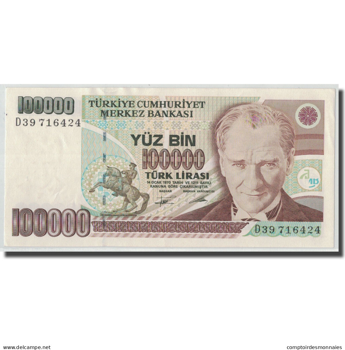 Billet, Turquie, 100,000 Lira, L.1970, 1970-01-14, KM:205, SPL - Turquie