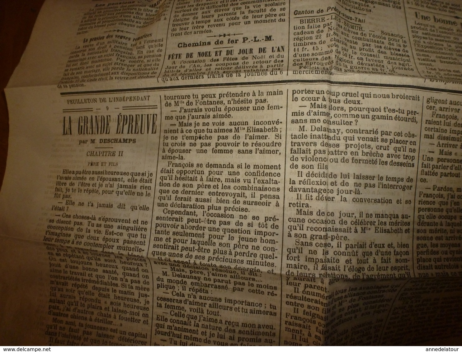 1915 L'INDEPENDANT de l'Aussois & du Morvan :Naufrage du Djurjura;Lettre d'Henri Jambon depuis les tranchées (Arras);etc