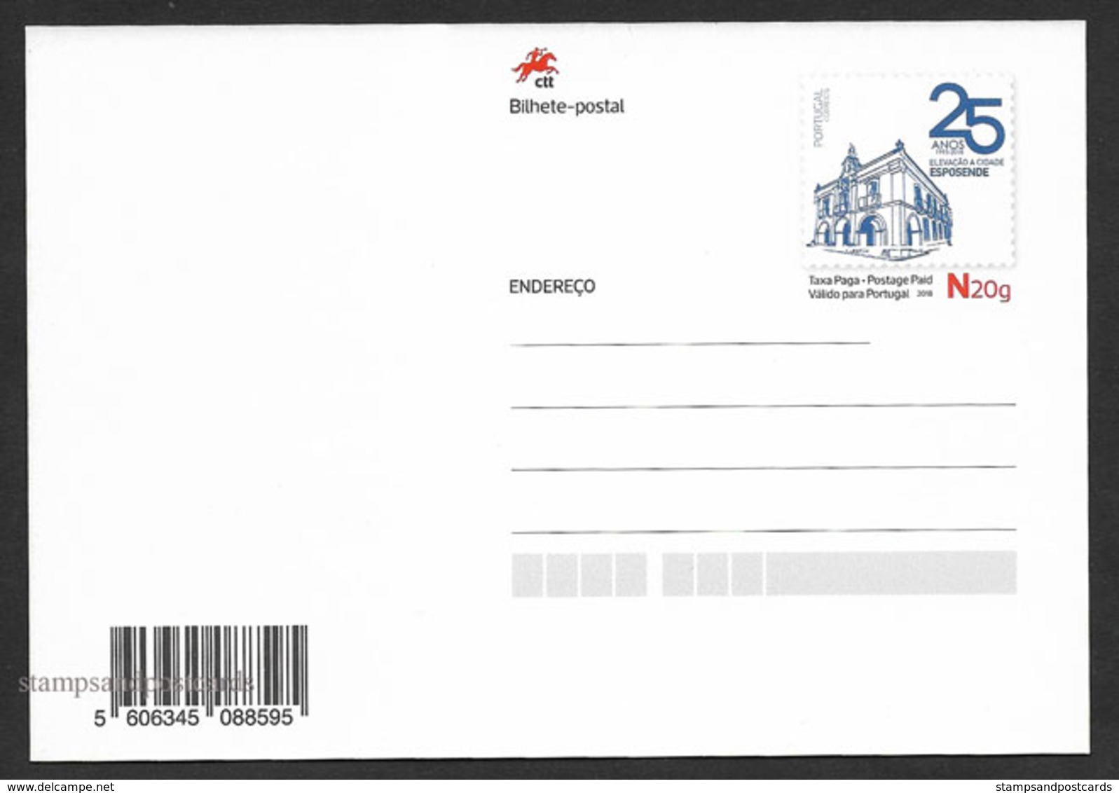 Portugal Entier Postal 2018 Esposende 25 Ans De Ville Phare Stationery Esposende 25 Years City Lighthouse - Entiers Postaux