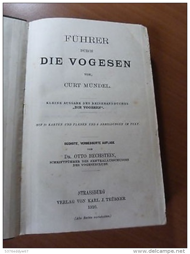 Guide Des Vosges-Alsace-Lorraine-Moselle-Führer Durch Die Vogesen-C. Mündel-1910 - 1901-1940