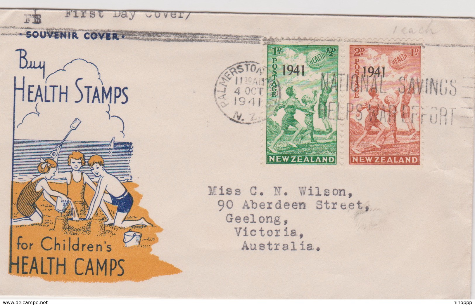 New Zealand 1941 Health,Beachball Overprints,FDC - FDC