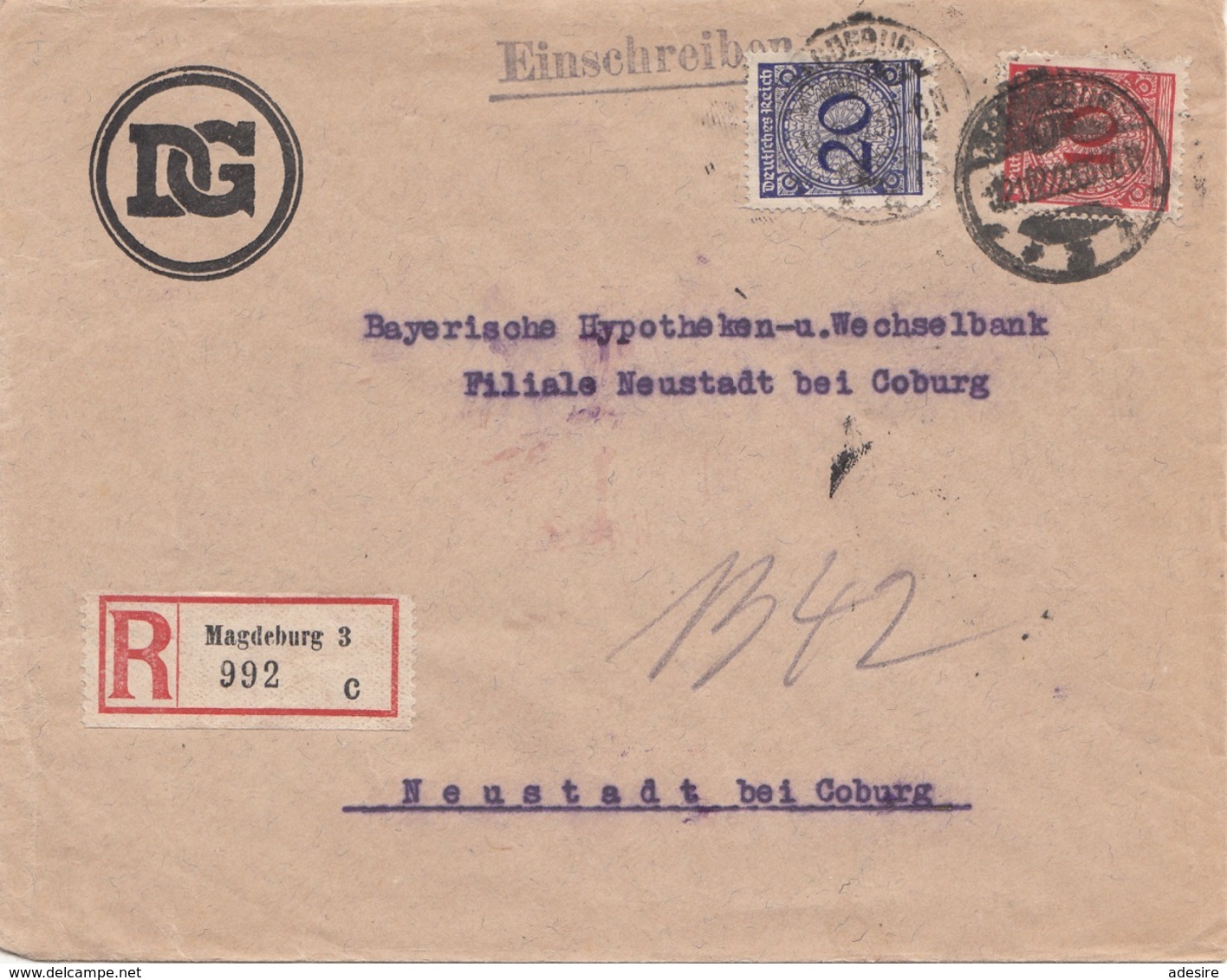 DEUTSCHES REICH 1933 -10 + 20 Pfg Auf R-Brief Gel.v. Magdeburg > Neustadt Bei Coburg - Briefe U. Dokumente