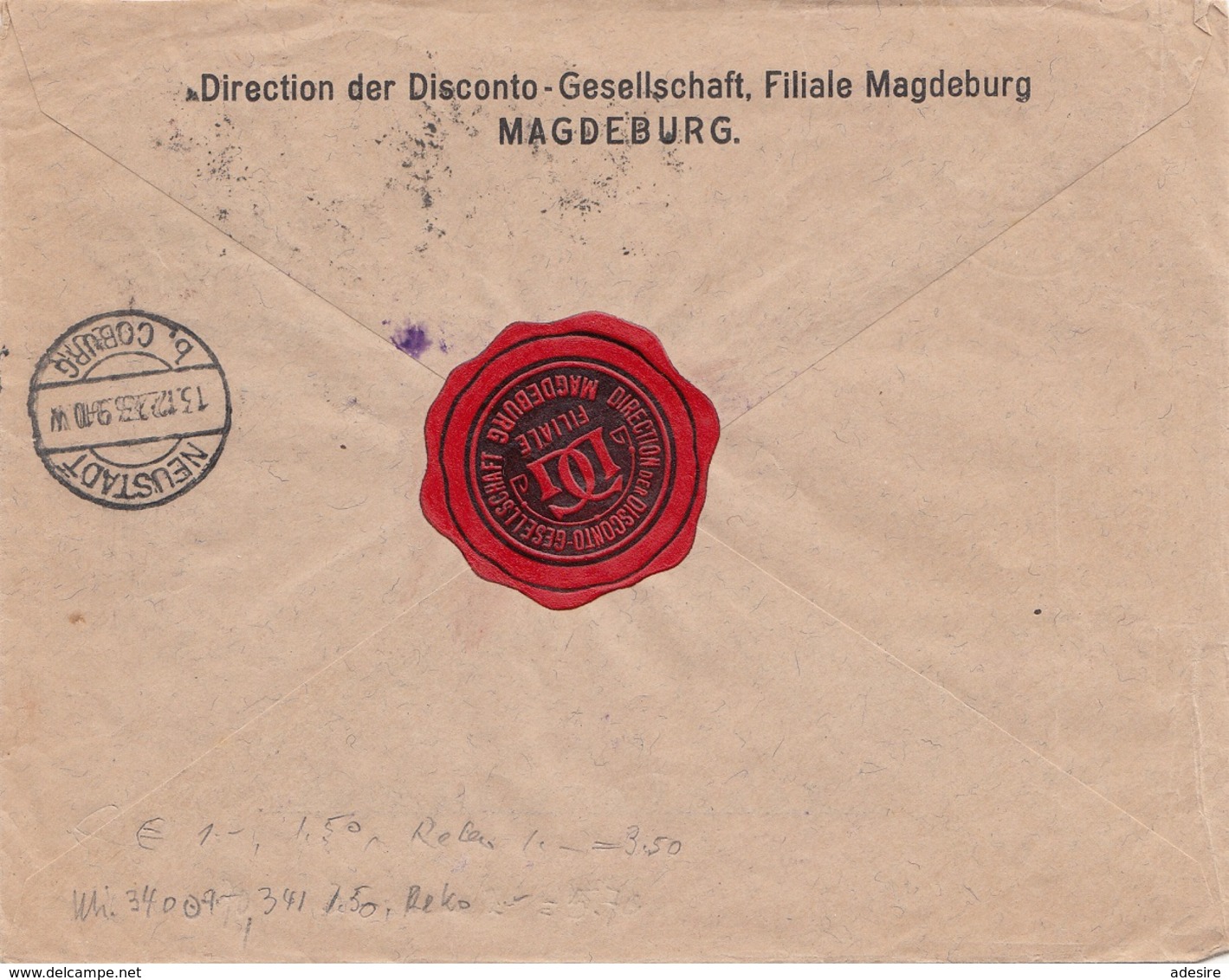 DEUTSCHES REICH 1933 -10 + 20 Pfg Auf R-Brief Gel.v. Magdeburg > Neustadt Bei Coburg - Briefe U. Dokumente