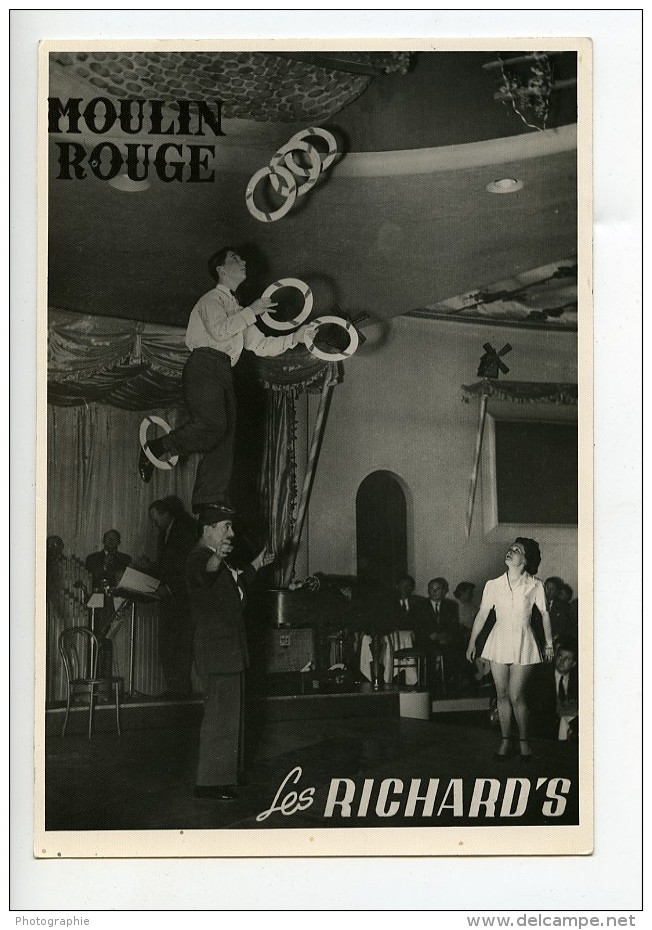 France Moulin Rouge Music Hall Cirque Artiste Acrobate Jongleur Les Richard's Ancienne Photo 1950 - Professions