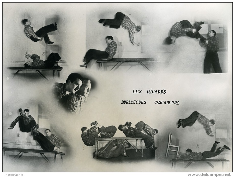 France Music Hall Cirque Artiste Les Ricard's Burlesques Cascadeurs Ancienne Photo 1950 - Professions