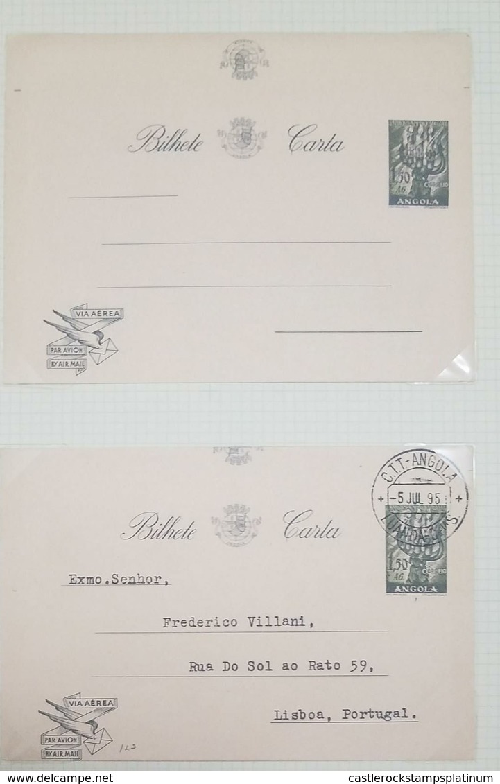 O) 1950 ANGOLA, JEWISH SYMBOL - MENORAH - HOLY YEAR. LETTER TICKET, UNUSED XF, AND USED  TO LISBOA, XF - Angola