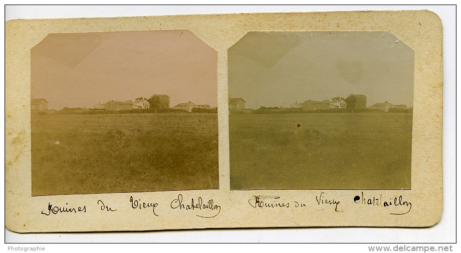 France Vieux Chatelaillon Ruines Panorama Ancienne Stereo Photo Amateur 1900 - Stereoscopic