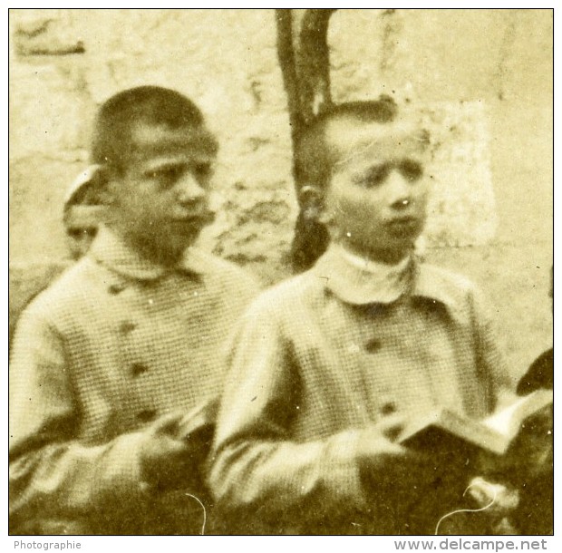 France Le Breuil Procession Enfants Alumnistes Ancienne Stereo Photo Amateur 1900 - Stereoscopic