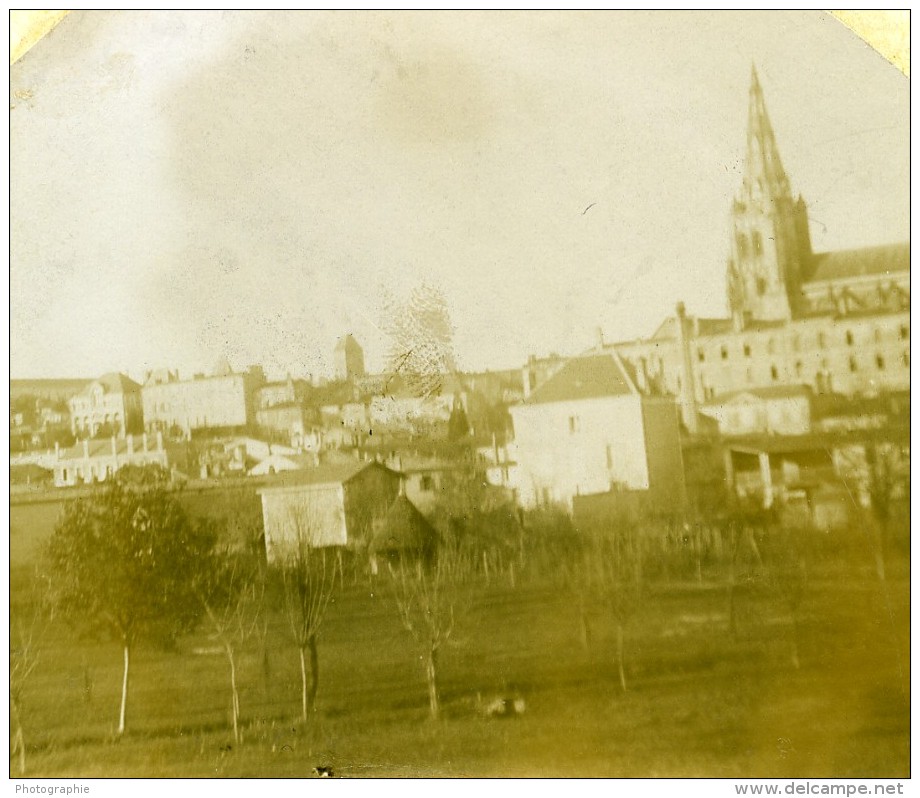 France Saint Maixent Panorama Ancienne Stereo Photo Amateur 1900 - Stereoscopic