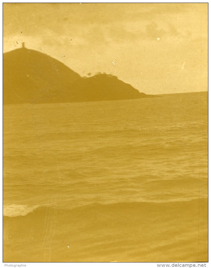 Espagne Saint Sébastien Vue De La Plage Ancienne Stereo Photo Amateur 1900 - Photos Stéréoscopiques