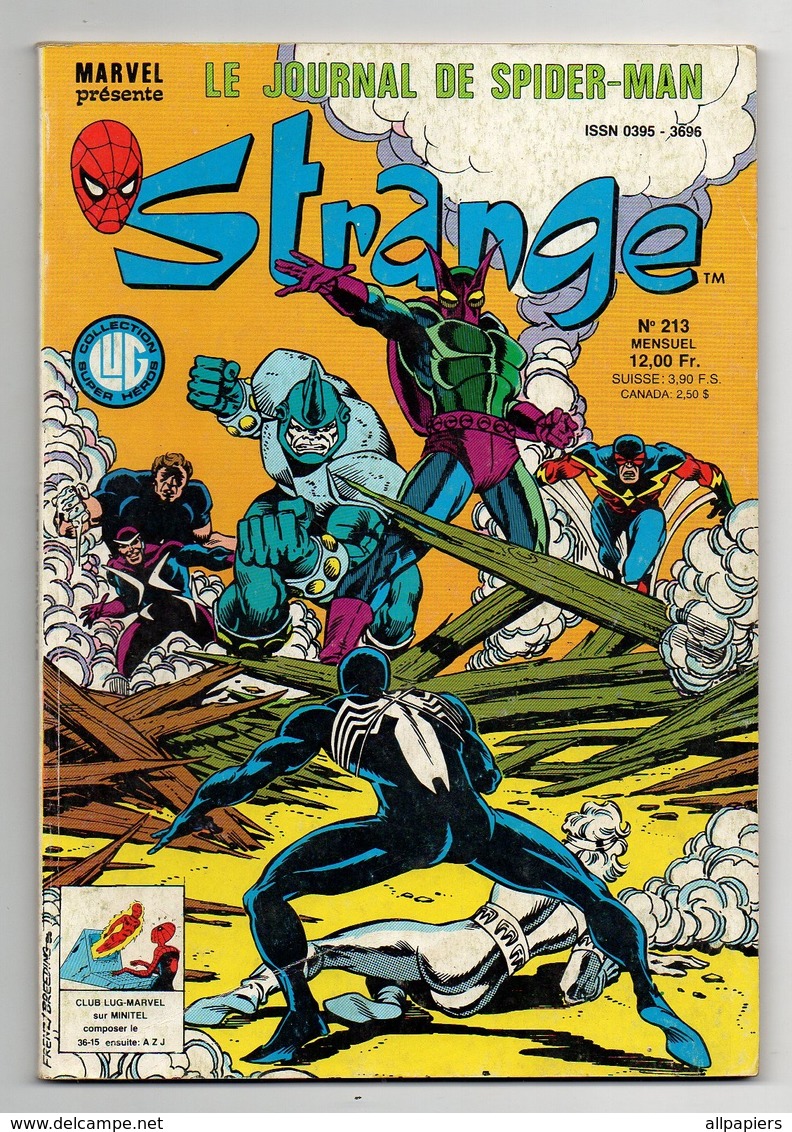 Strange N°213 La Division Alpha - L'araignée - Les Défenseurs - Les Vengeurs - Les Robots - Les Sumériens De 1987 - Strange