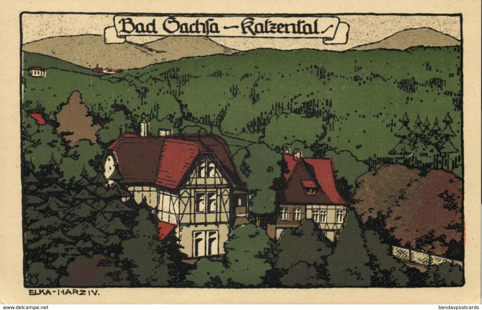 BAD SACHSA, Katzental (1910s) Steindruck AK - Bad Sachsa