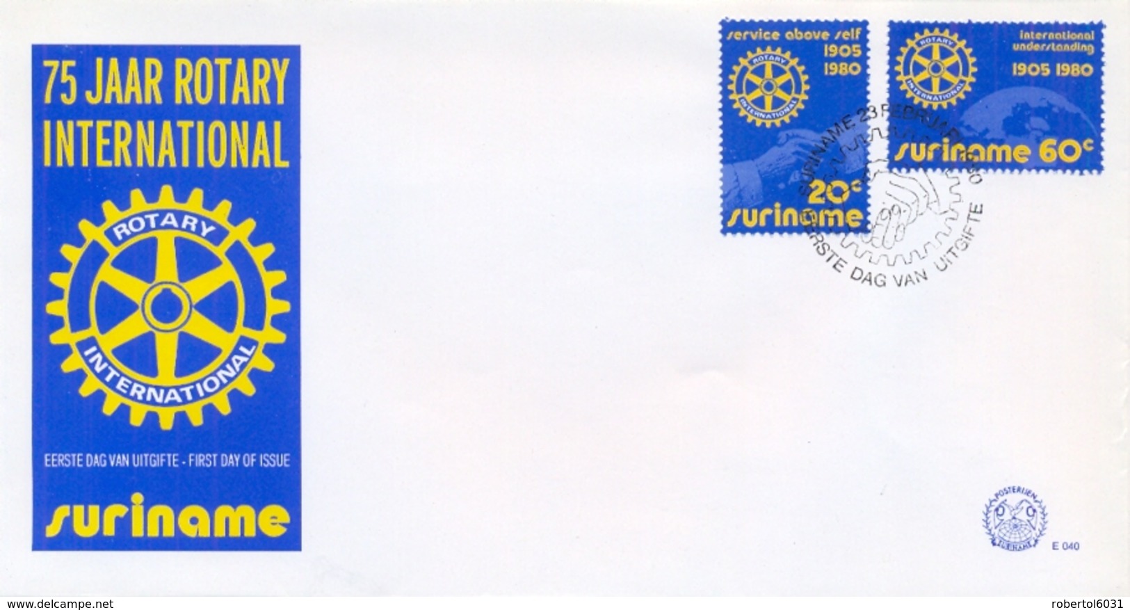 Surinam Suriname 1980 FDC 75th Anniversary Of Rotary International - Rotary, Lions Club