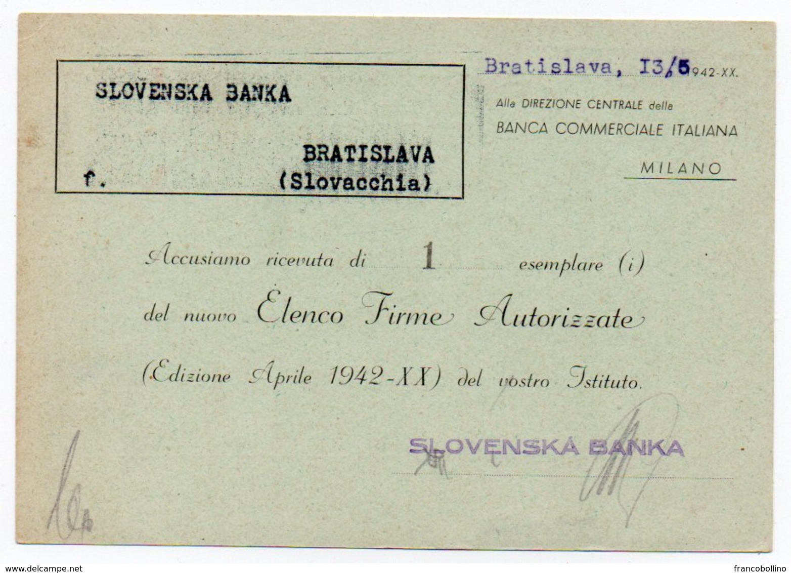 SLOVAKIA - SLOVENSKA BANKA BRATISLAVA 1942 - RED METER/EMA / CENSORED - Storia Postale