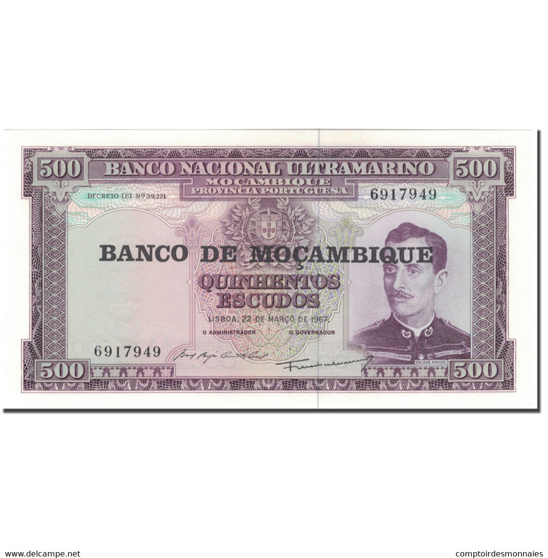 Billet, Mozambique, 500 Escudos, 1967-03-22, KM:118a, NEUF - Mozambique