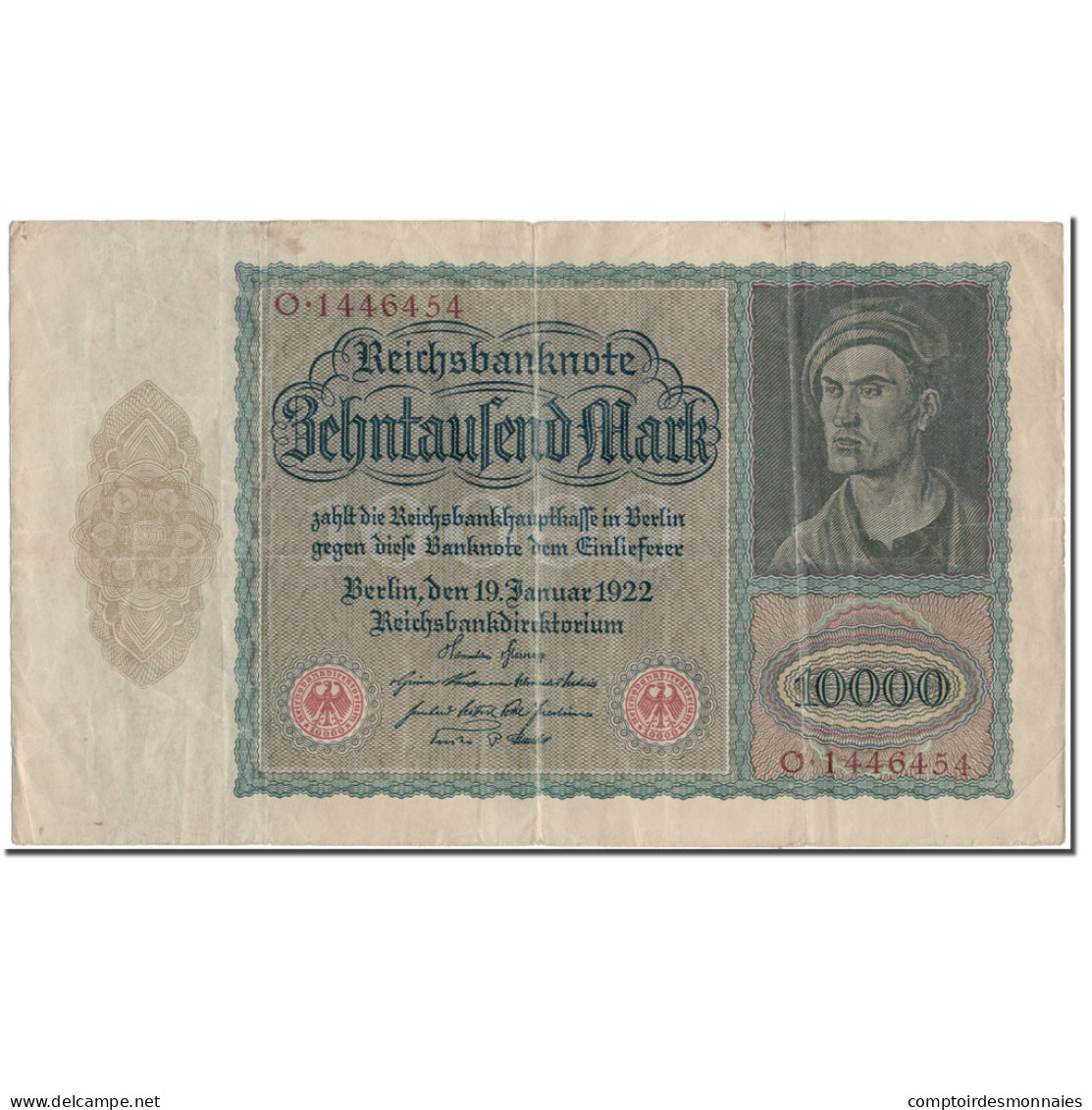 Billet, Allemagne, 10,000 Mark, 1922-01-19, KM:71, TTB - 10.000 Mark