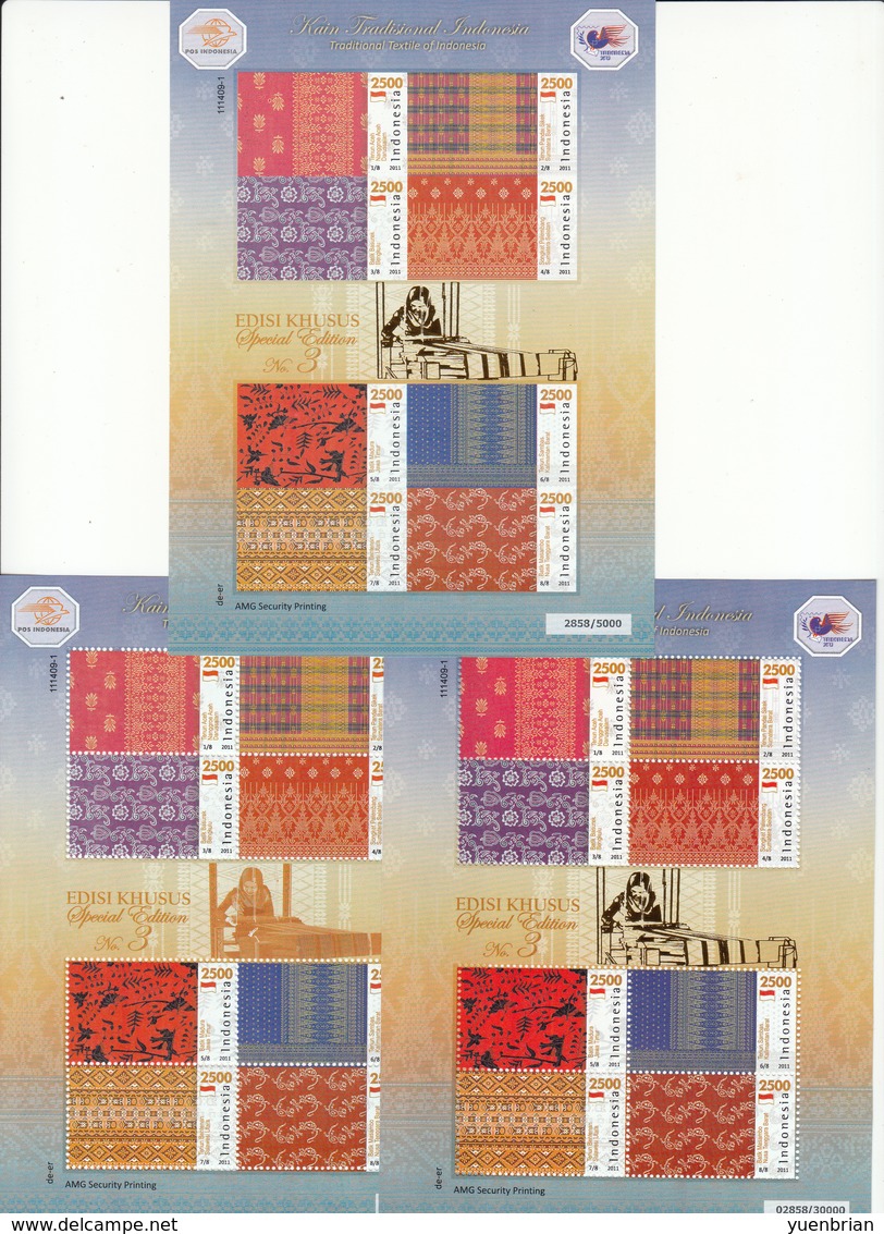 Indonesia 2011 3x Special M/S, MNH**, Low Starting Price - Indonesia