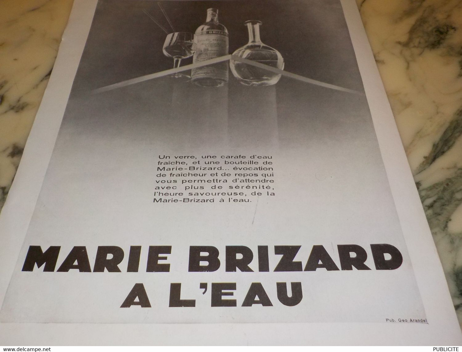 ANCIENNE PUBLICITE MARIE BRIZARD A L EAU 1931 - Alcools