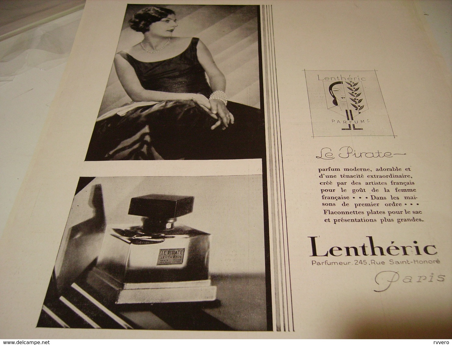 ANCIENNE PUBLICITE PARFUM PIRATE DE  LENTHERIC 1929 - Other & Unclassified