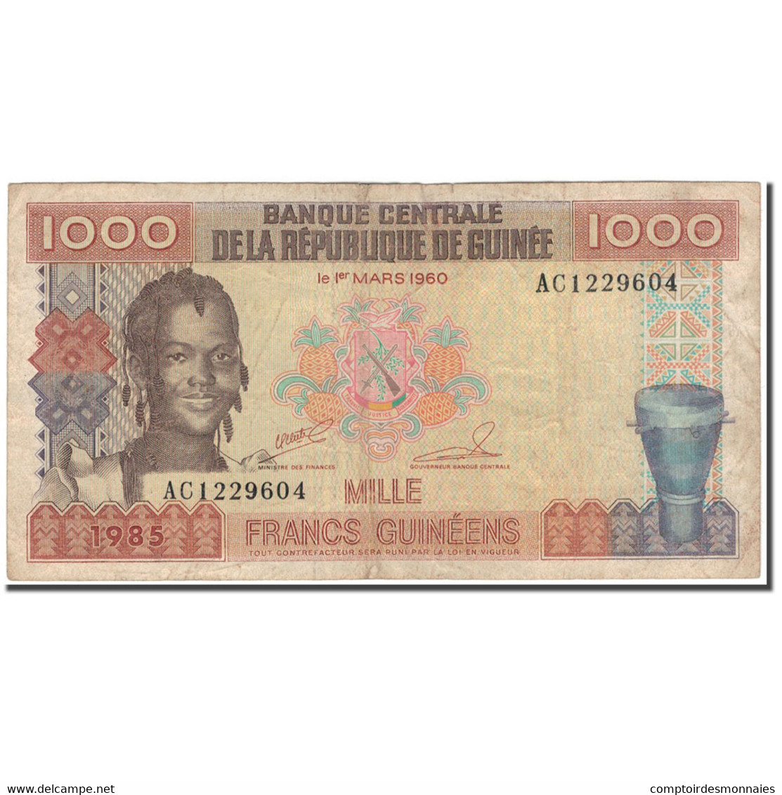 Billet, Guinea, 1000 Francs, 1960-03-01, KM:32a, TB - Guinea