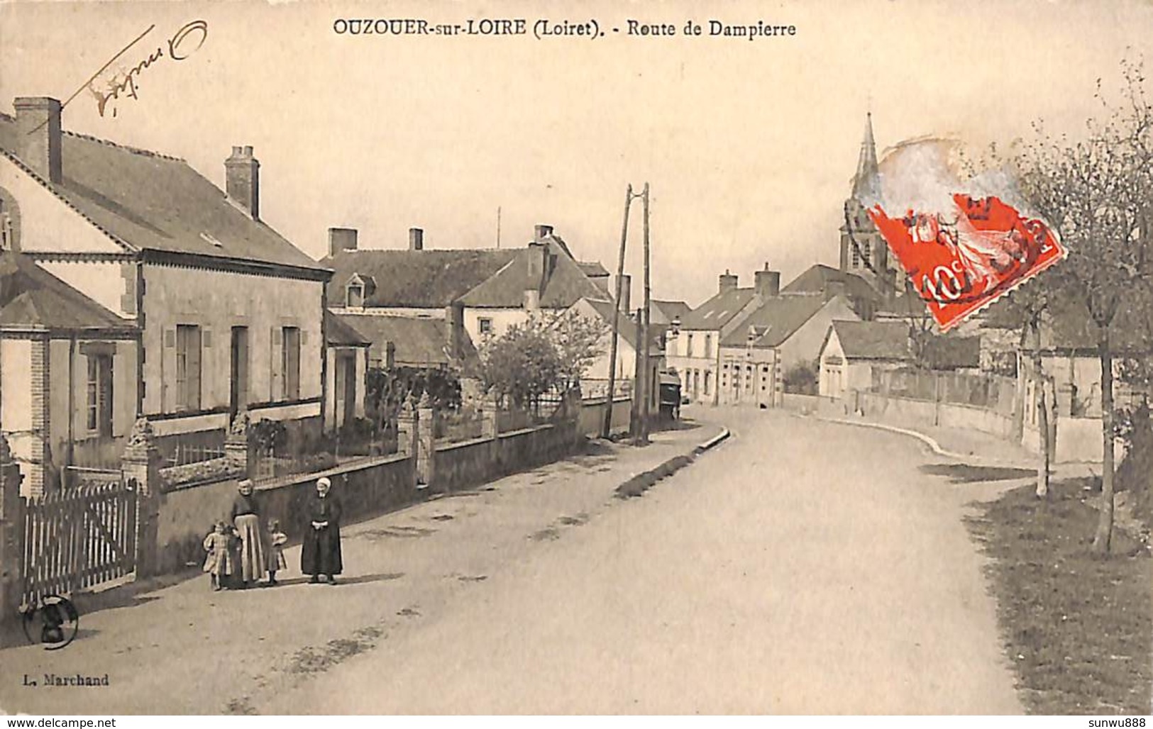 45 - Ouzouer-sur-Loire - Route De Dampierre (animée, Marchand) - Ouzouer Sur Loire