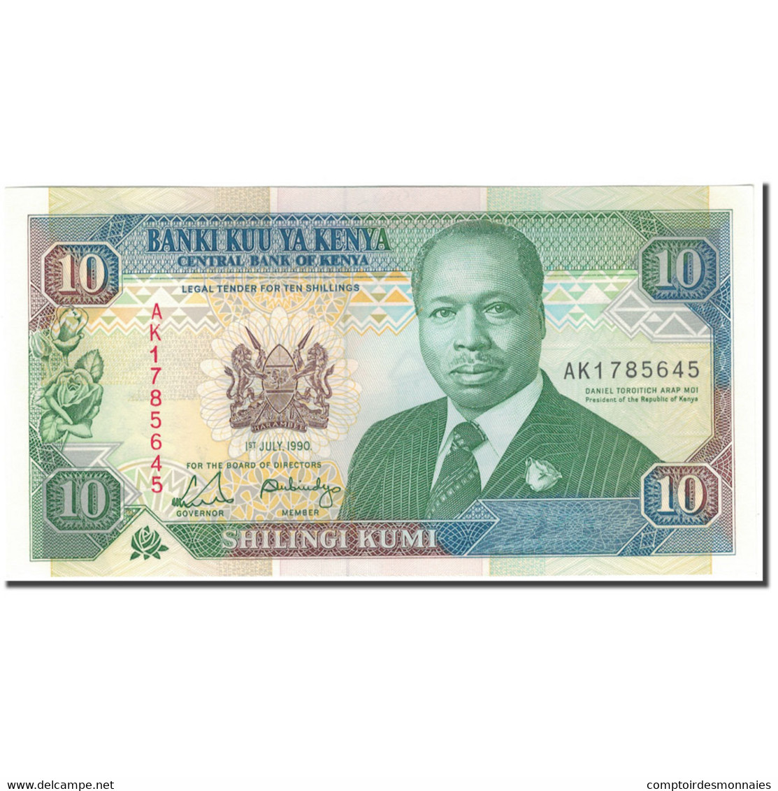 Billet, Kenya, 10 Shillings, 1990-07-01, KM:24b, NEUF - Kenia